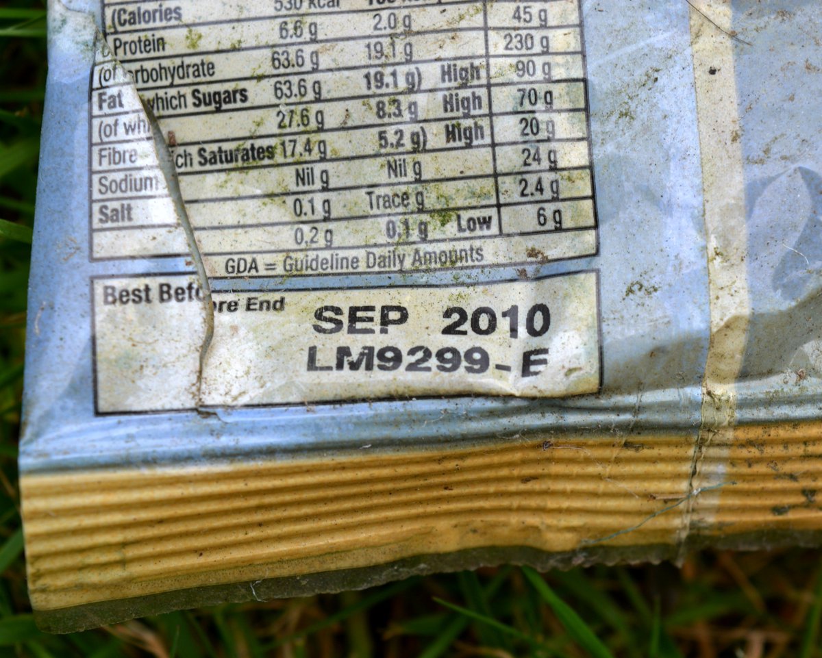 Look what the children of KS5 @AxminsterSchool
 found on a recent litter pick in the grounds outside the Minster Church! This packet of Co-operative white #chocolatebuttons is older than some of the kids who found it! #plasticpollution #nevergoesaway #surfersagainstsewage