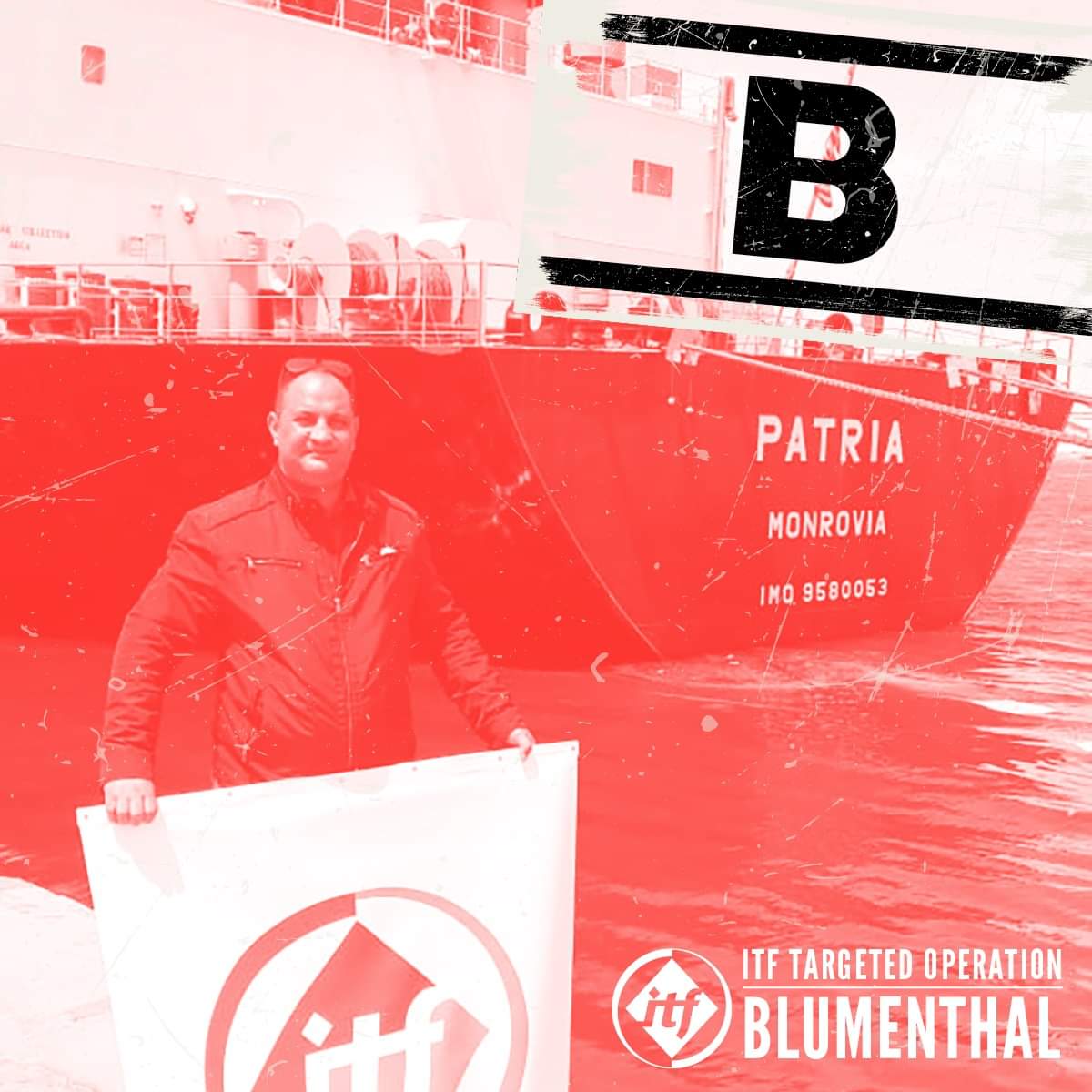 roos_christian's tweet photo. #Arab World unions join #ITF's #TargetedOperation against #Blumenthal. #AccessDenied to inspect and visit the #crew of MV #Patria.
Blumenthal it's time to recognise #seafarers’ #welfare and #rights, what are you hiding for us? #NoPlaceToHide #WeAreITF
@Splash_247 @ITFglobalunion https://t.co/CiCv3Fz6LQ