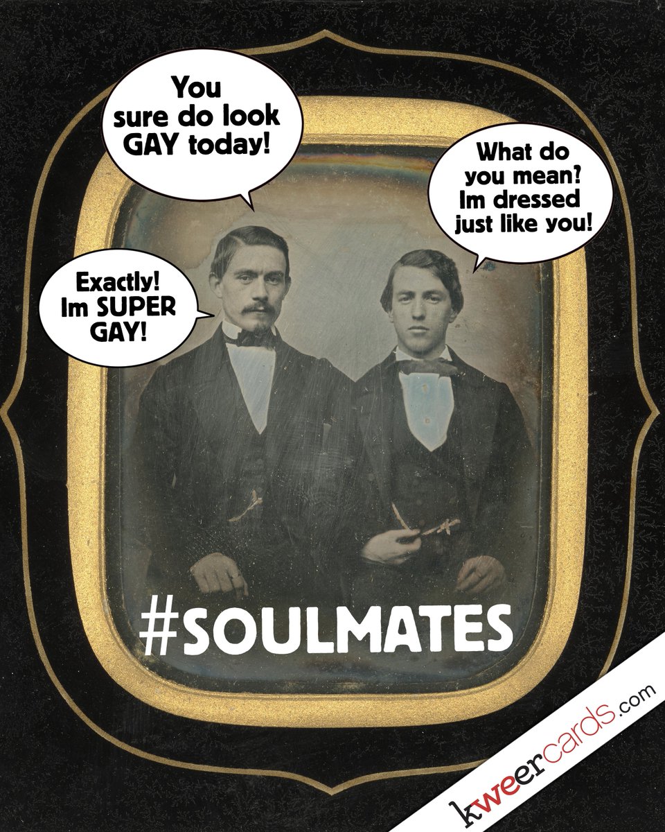 KweerCards's tweet photo. When you meet that perfect fella and just know HE’S THE ONE 😘❤️🤪
#queergreetingcards #gaycards #gayvintage #vintageboyfriend #queercards #genderqueer #gaycomedy #queerhumour #bi #nonbinary #bisexual #gaymustache #demisexual #gayhumour https://t.co/mpoRIdjiAC