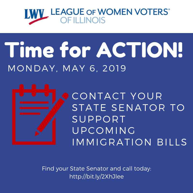 LWVIL's tweet photo. TIME FOR ACTION! Contact your State Senator to support upcoming immigration bills HB 2691 The Rise Act & HB2040 The Private Detention Facility Moratorium Act. https://t.co/uT03WN0hoT #ILRISEACT #enddetention #keepillinoisfamiliestogether https://t.co/mQVXOIEGCH