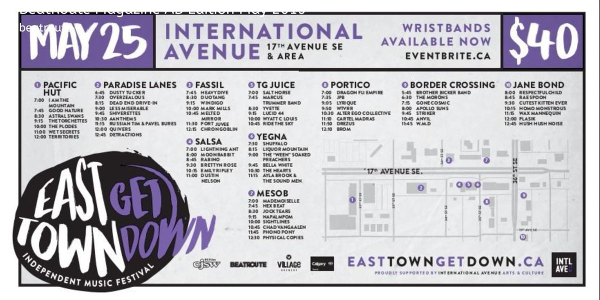 International Avenue (@intavebrz) on Twitter photo The May edition of @BeatRouteAB Magazine has hit the streets with venue schedules/times for bands playing East Town Get Down 2019!
Or read it online!
(it's page 24/25)
buff.ly/2GZWiSw
 #yyc #yycliving
#music #yyclivemusic #festival <a href="/AKMON17/">Alison Karim McSwiney (she/her)</a> 
**lineup subject to change The May edition of @BeatRouteAB Magazine has hit the streets with venue schedules/times for bands playing East Town Get Down 2019!
Or read it online!
(it's page 24/25)
buff.ly/2GZWiSw
 #yyc #yycliving
#music #yyclivemusic #festival <a href="/AKMON17/">Alison Karim McSwiney (she/her)</a> 
**lineup subject to change