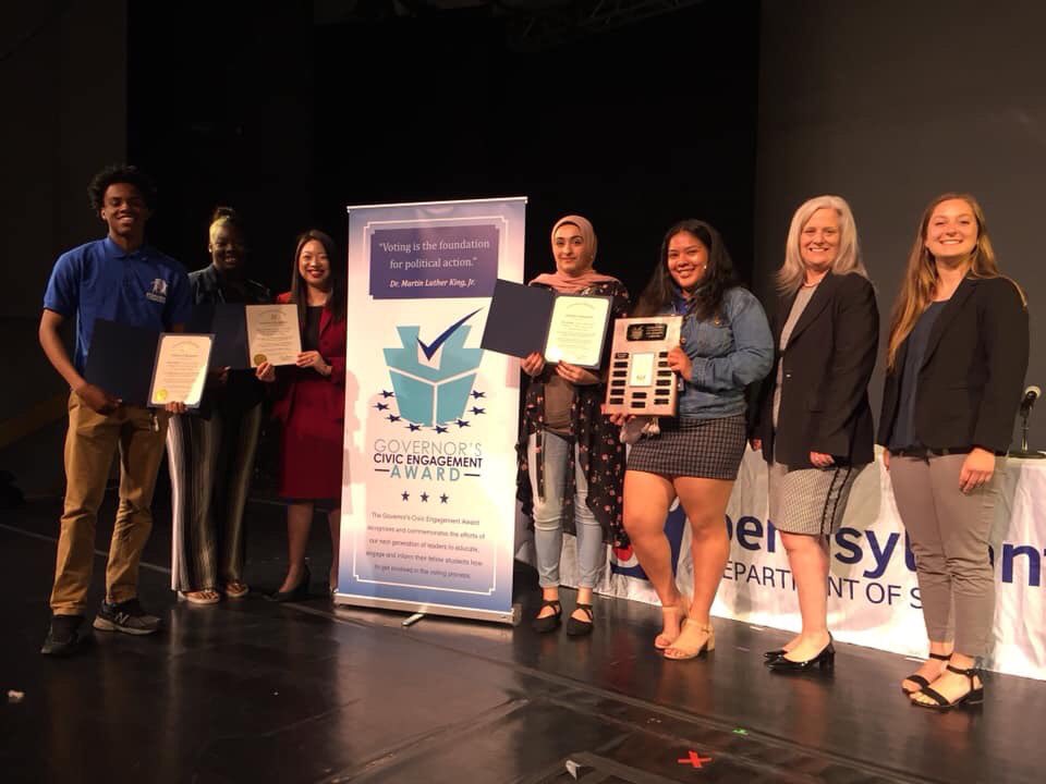 Students at William W. Bodine High School for International Affairs in Philadelphia earned the Silver Level Governor’s Civic Engagement Award by registering 74% of the school’s eligible students to vote. Congratulations! <a href="/wacphila/">World Affairs Council of Philadelphia</a>