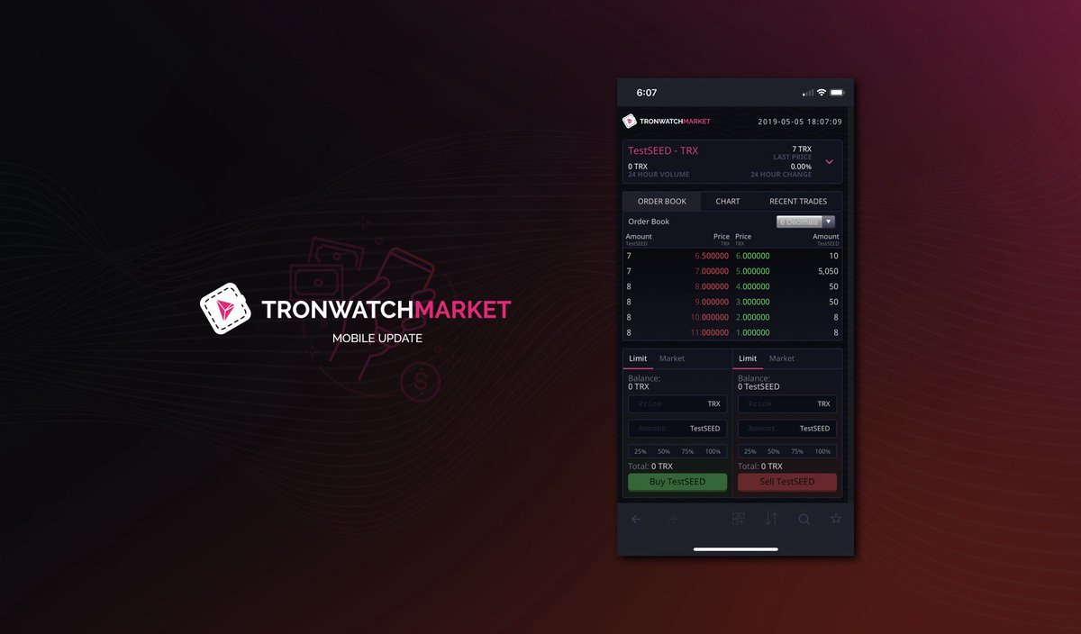 Our Mobile Layout update for TronWatch Market is out! 🚀
You may now trade comfortably from your phone using the <a href="/TronWalletMe/">TronWalletMe</a> Mobile App!

Read more about it here: medium.com/@TronWatch/245…

Join our community on Telegram: t.me/TronWatch

#TWM #TronWatchMarket #TRON