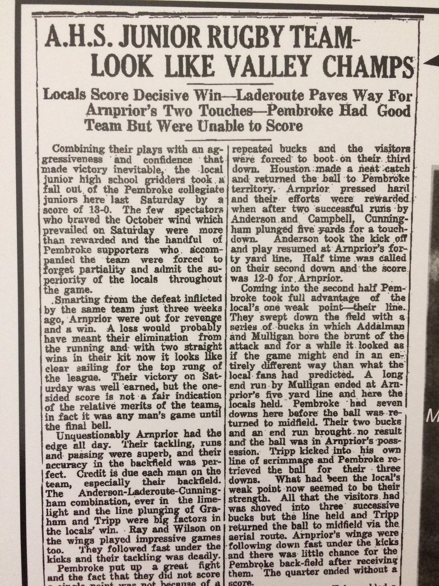 Rugby came to Canada in the 1800s and by the early 1900s a North American hybrid was being played alongside “traditional” rugby.  This ADHS team in 1927 was playing this hybrid sport.  92 years on ADHS boys are back - but we’re back to the 15 person game played globally.