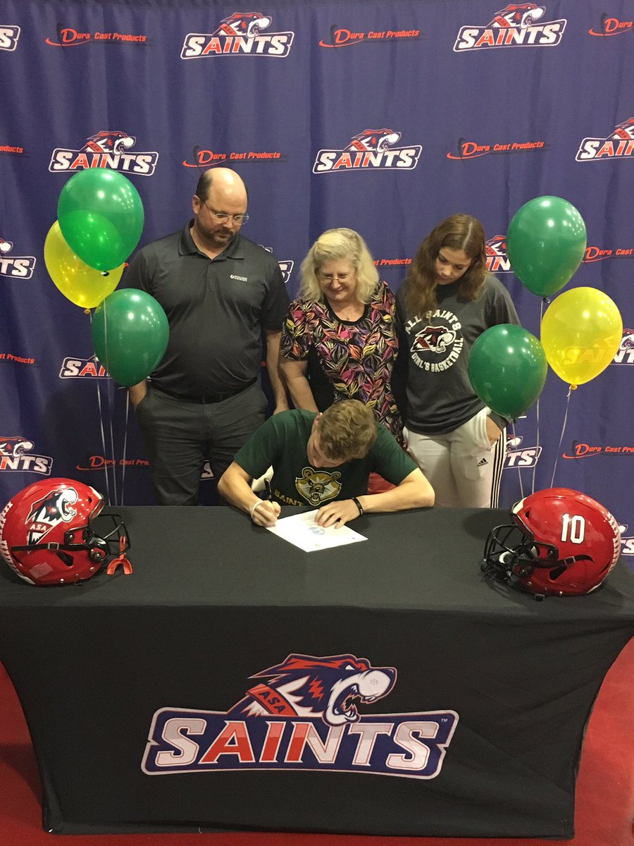 Congratulations to Zach Swan for signing to play football at St. Vincent College in PA! We are all proud of you! #SaintsNation