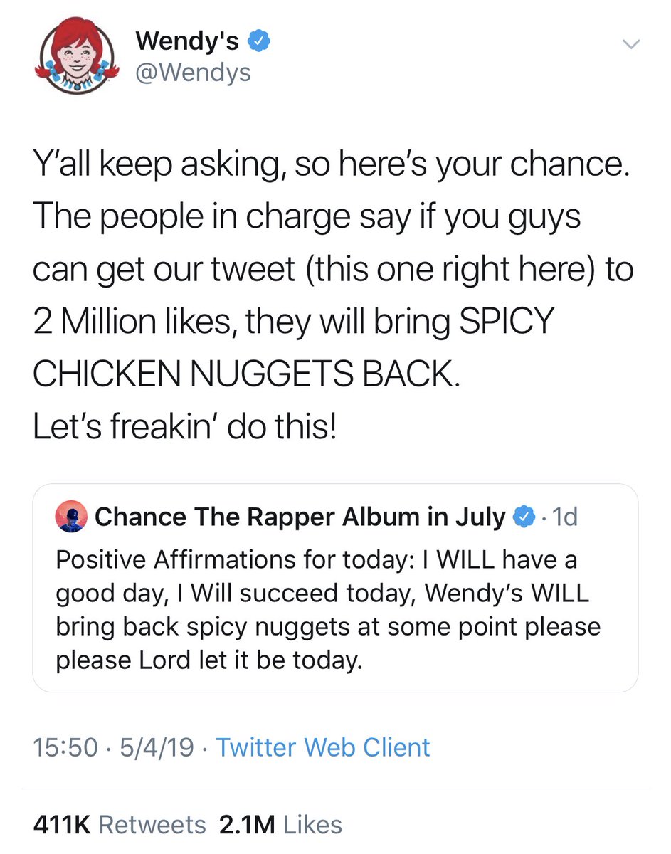 BetaLamb's tweet photo. THIS IS NOT A DRILL! 
Stop what you’re doing!! 

⁦@Wendys⁩ is bringing back spicy chicken nuggets! 
🙀🔥 https://t.co/7fGffivDoq