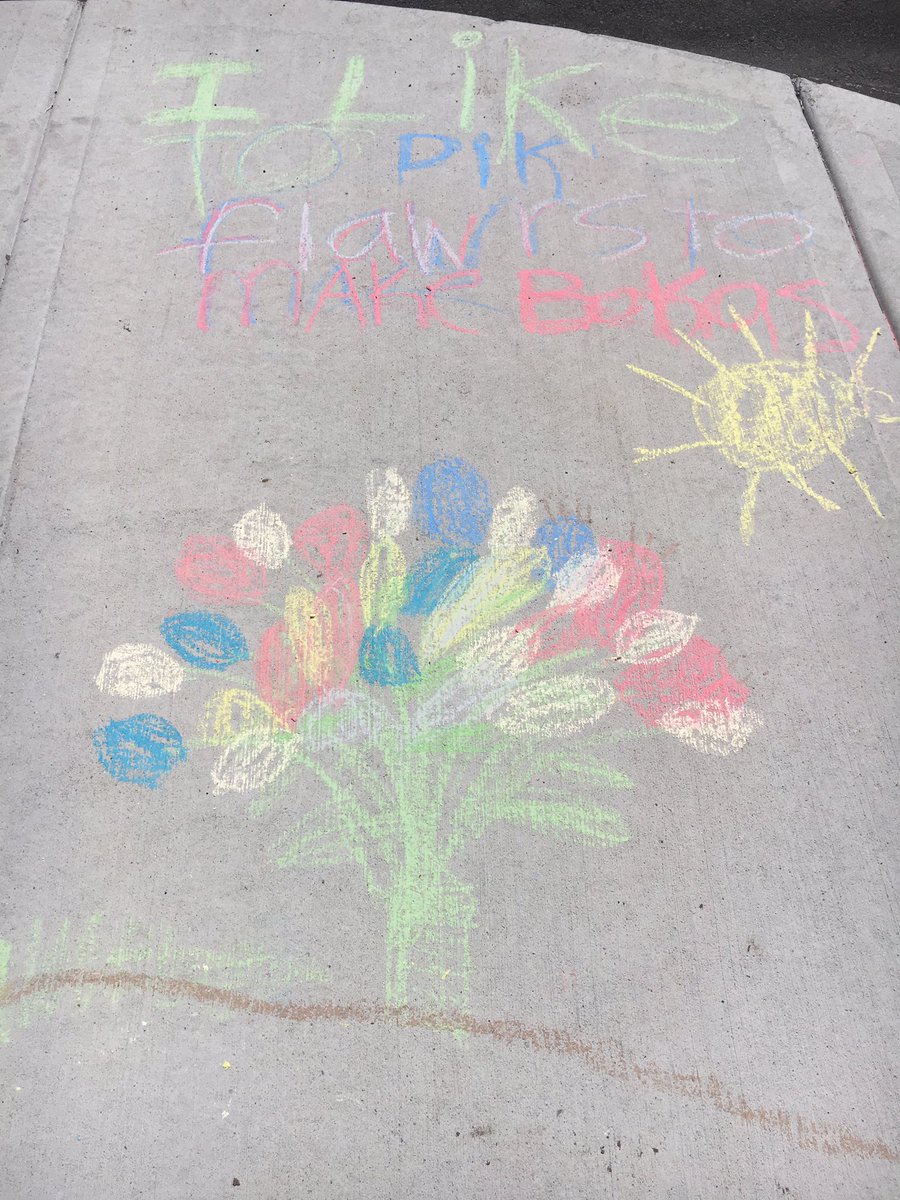 Take time to stop and pick flowers!  Message from grade 3s <a href="/Thompson_Creek/">Thompson_Creek</a> #GEDSB #Letschalk
