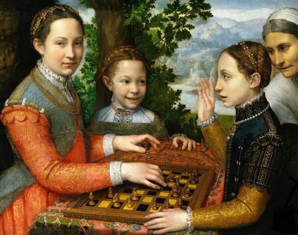 SofonisbaAngui6's tweet photo. New painting of my sisters and I playing our favorite game! #chess https://t.co/9O6zMxdl6L
