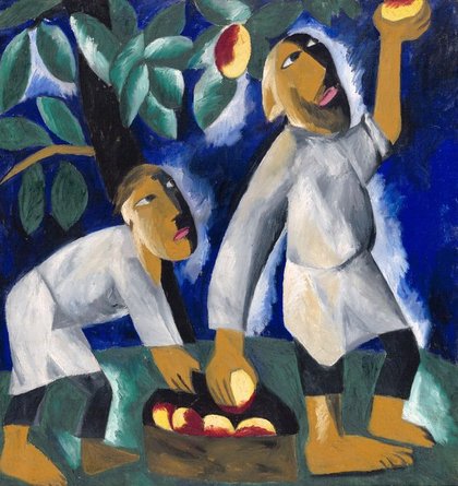 Hailed as 'a model for her generation', here are 7 things to know about Russian artist Natalia Goncharova before her first UK retrospective opens at Tate Modern: bit.ly/2vCQNE6

#NataliaGoncharova, Peasants Picking Apples 1911 © ADAGP, Paris &amp; DACS