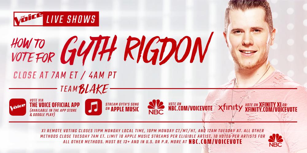 .<a href="/GythRigdon/">Gyth Rigdon</a> has a whole lot of talent and a heart to match. Is Gyth #TheVoice? ❤️