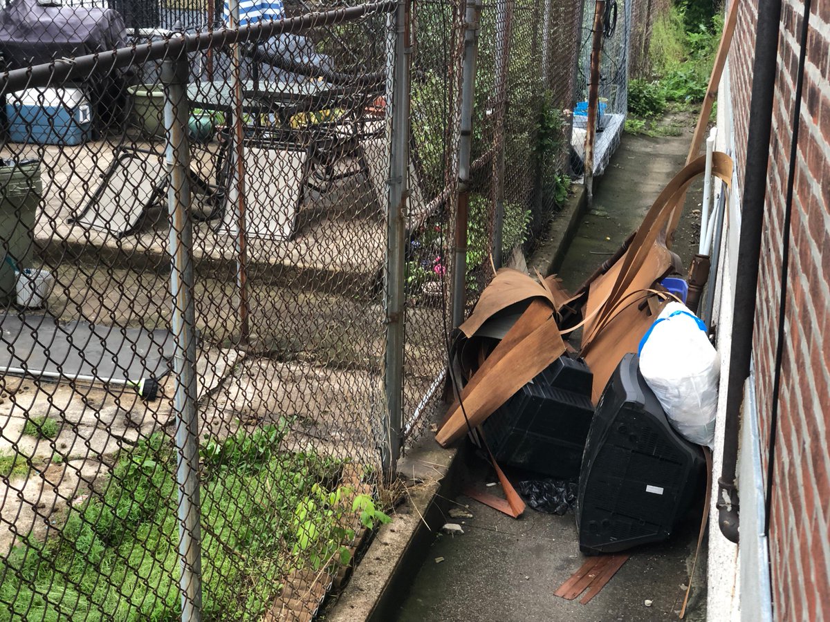 LadyStephRides's tweet photo. @philly311 trash dumped by resident living at 113 S 59th in the alley on 58th Samson Street. https://t.co/GwqAfrfeFn
