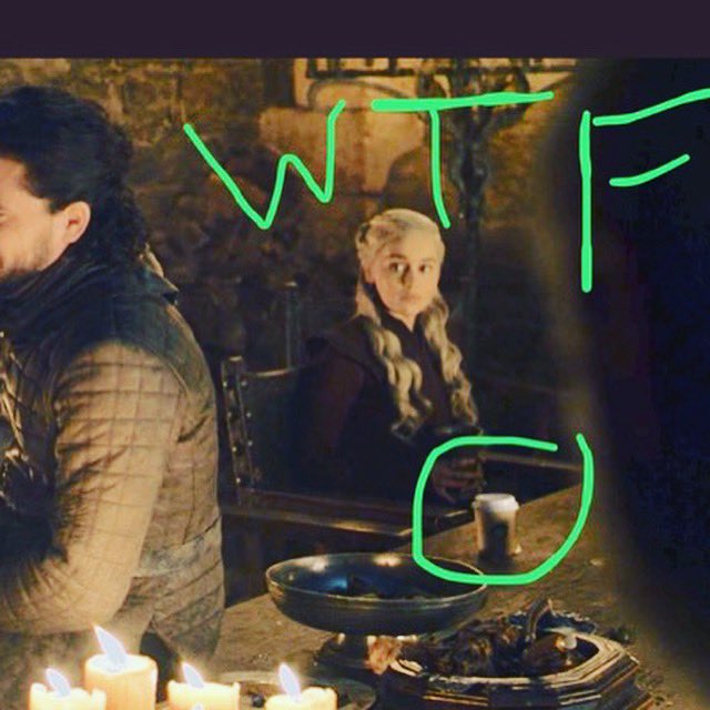 tonyhigbee's tweet photo. Evidently the Mother of Dragons REALLY needed a tall cup of Pikes Place post battle!! #gameofthronesfail https://t.co/WUAvWZc0kR