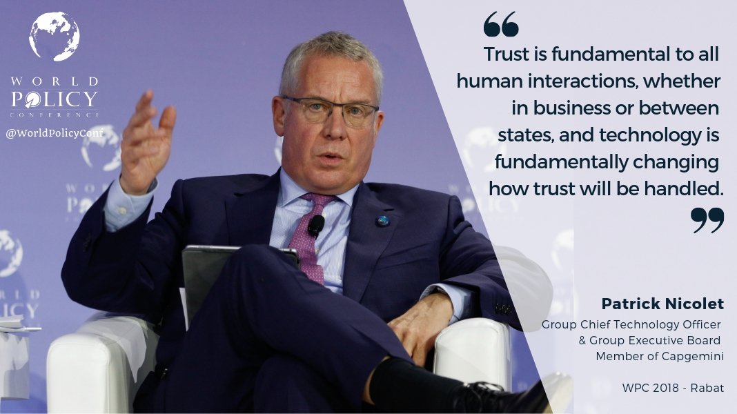 WorldPolicyConf's tweet photo. Patrick Nicolet, Group Chief Technology Officer and Group Executive Board Member of @Capgemini analyzed the impacts of a #ConnectedWorld at the #WPC2018. Access his full intervention here: https://t.co/qHiTaxmVbO #data #connectivity #AI https://t.co/64wvsJxz8d