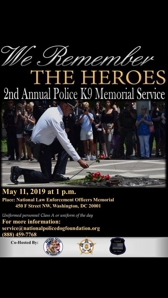 Please join us as we honor our Fallen K9s on Saturday May 11th!
<a href="/AlexandriaVAPD/">Alexandria Police</a> <a href="/POTUS/">President Donald J. Trump</a> <a href="/VP/">Vice President JD Vance</a> 
<a href="/DonaldJTrumpJr/">Donald Trump Jr.</a> 
<a href="/DCPoliceUnion/">DC Police Union</a> 
<a href="/WMALDC/">WMAL DC</a> 
<a href="/DCPoliceDept/">DC Police Department</a> 
<a href="/fox5dc/">FOX 5 DC</a> @DChiefNaderMTPD