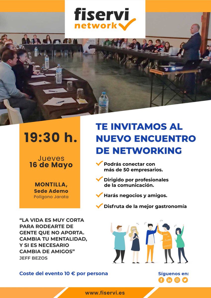 Fiservi_es's tweet photo. ¡Tenemos nueva fecha de #Networking! Apunta en tu #agenda el 16 de mayo, nos vemos en #Montilla en una fantástica reunión de empresarios/as con ganas de inspirar e inspirarse. ¿A qué esperas para inscribirte? #Empresarios #HacemosNetworking 
https://t.co/yaTwLmQ3SA https://t.co/7vP1JIeD1g