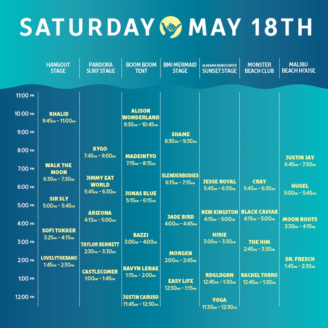 Hangout Music Fest on Twitter: "Set times here 🤙 planning make your schedule in the updated app https://t.co/i59BiZLWsw" / Twitter