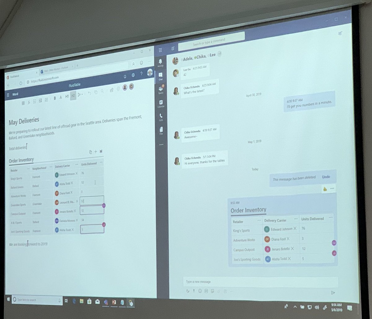 TKarafilov's tweet image. I like this feature: Editing a table in Word (left) and simultaneously in Teams (right). Microsoft Fluid Framework #MicrosoftFluidFramework #MSBuild2019