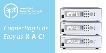 APT_PowerSource's tweet image. The 300XAC Series of modular #ACPowerSources is the ideal solution to tackle your advanced applications. Link together for up to 18 kVA of AC power in both 1Ø and 3Ø output configurations. Learn More: bit.ly/2SyT8J3