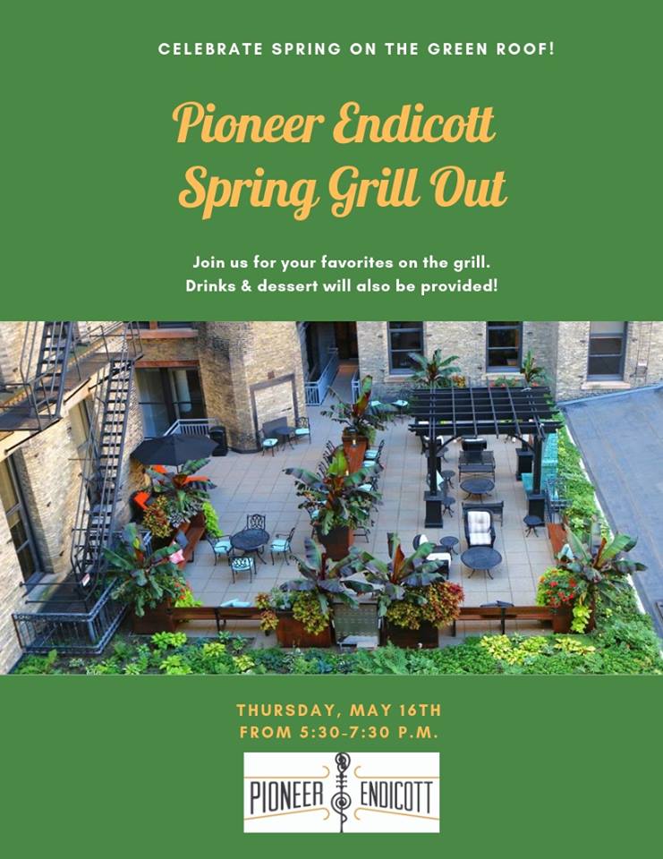 Let's kick off the Spring season with some outdoor grilling! Please join us on May 16th @ the Green Roof for food, desserts, drinks &amp; fun. We can't wait to see you!