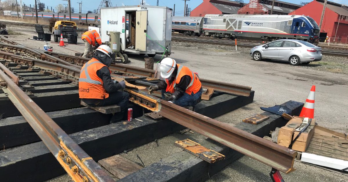 HollandRail's tweet photo. Starting off the week with special track work! Pictured is our latest diamond construction in East Chicago, Indiana.
For more information on Holland's #TrackConstruction capabilities, visit: https://t.co/M8yvMeHGvl
Photo Credit: Shawn Rutkowski https://t.co/wA6NdfDakU