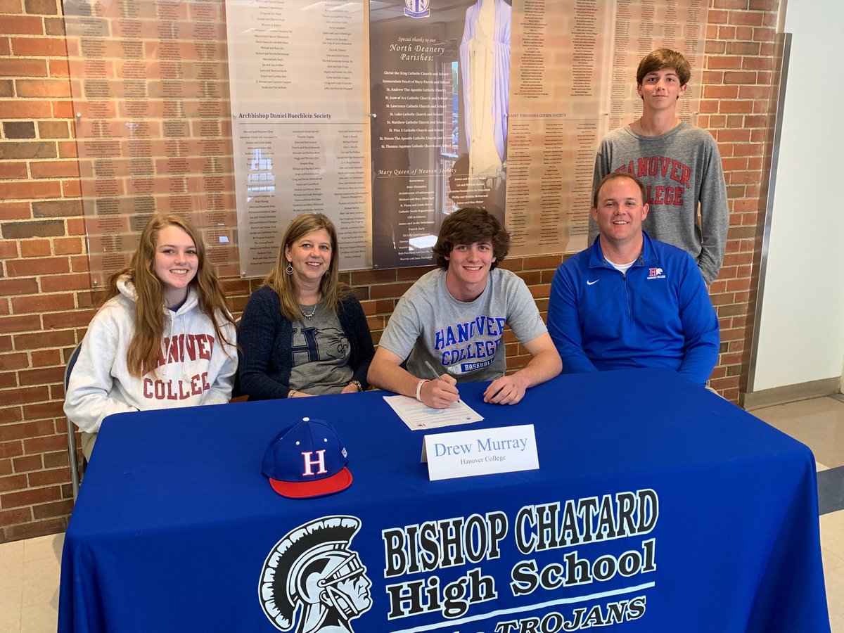 BCHSAthletics's tweet photo. Congrats to Drew Murray &amp; his family as he signs to play Baseball at Hanover College! Excellent!! https://t.co/OrAXZCVCVc