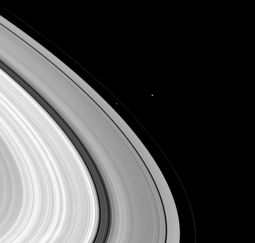 Moons by the Bunch: Three moons have bunched themselves together in this image of Saturn's rings dailyrings.org/2019-05-06