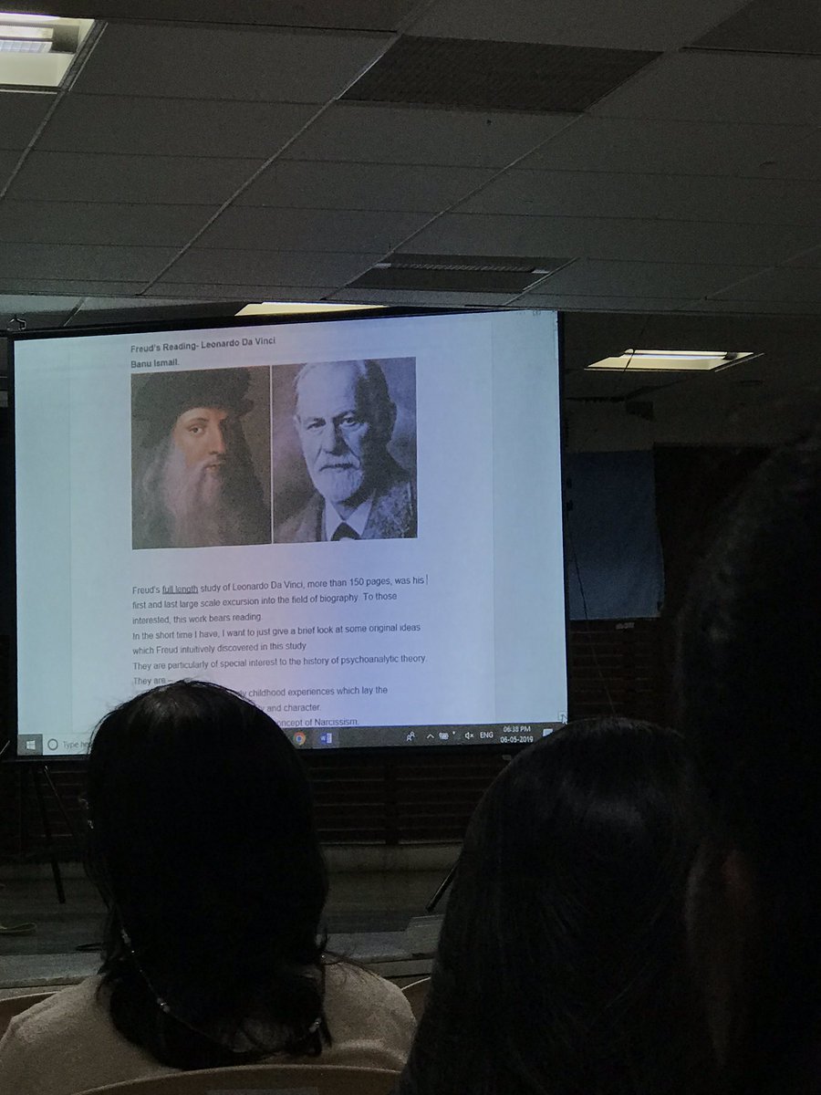 Three readings on #Freud organized by the psychoanalytic society . 24 countries are doing this today on Freud’s  bday. I enjoyed Freud on Leonardo Da Vinci and art&  his views of creative writing as a sort of positive neuroses #psychoanalysis #art #lit #beyondego