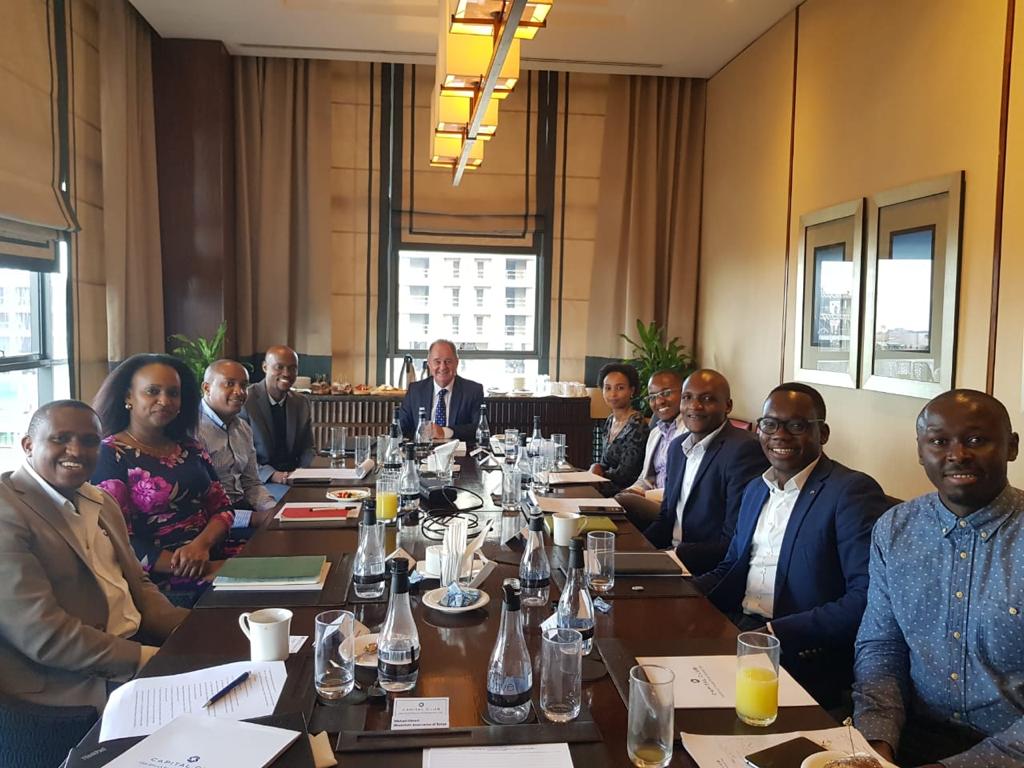 BlockchainKenya's tweet photo. Delegation from Blockchain Association of Kenya 🇰🇪 with local startups, AUS Senior Trade Commissioner for Africa Kym Fullgrabe and Austrade Country Director Brenda Wabule at a roundtable discussion on the trends, opportunities and challenges in Blockchain. @Austrade #Austrade https://t.co/OX98Qm2U1h