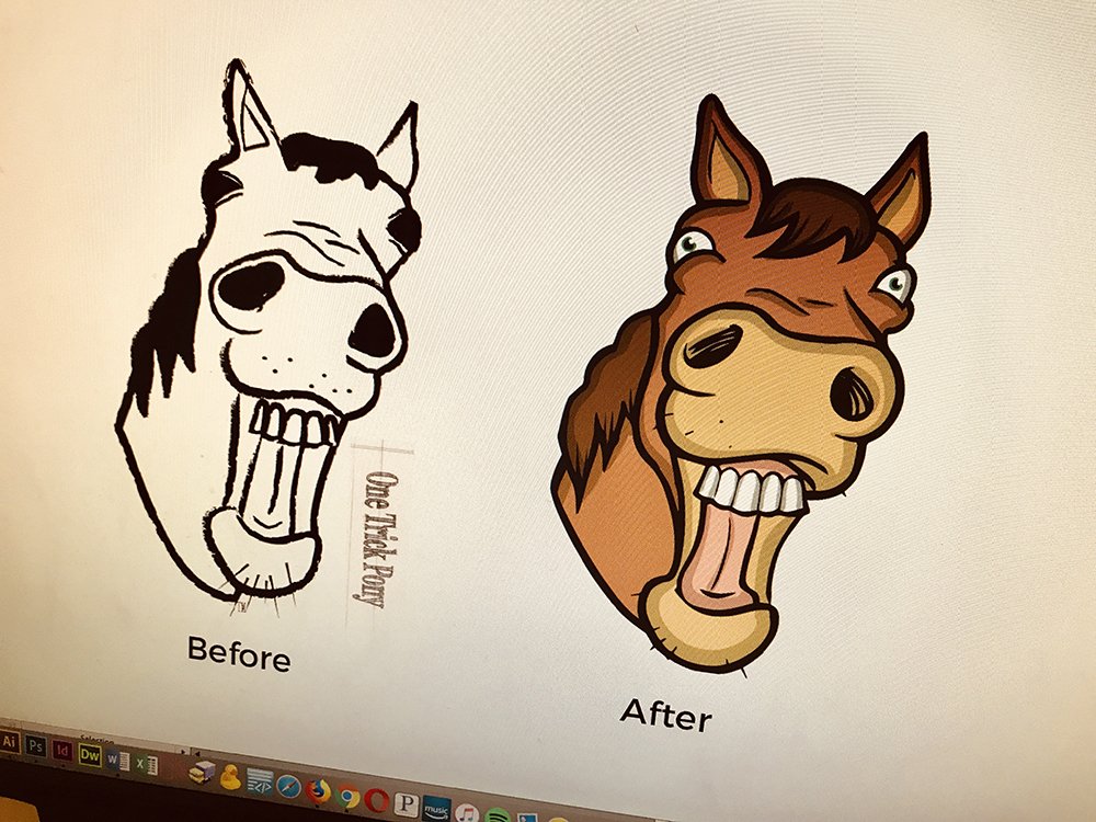 V_asinvictor's tweet photo. We had the opportunity to work with @OneTrickPonyBru in Lansing, IL. Among other things, we gave their mascot, Major, a much needed facelift. How can we help build your brand? #onetrickpony #beer #craftbeer #craftbeers #brewery #chicagolandcraftbeer #drinklocal #lansing https://t.co/6UZkelS302