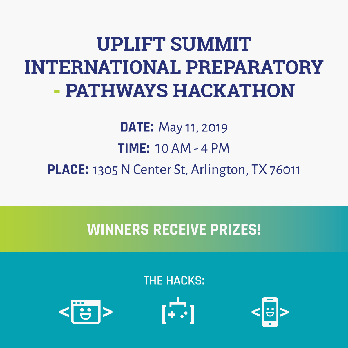 CodeStreamDTX's tweet image. Finally, the week of our Pathways Hackathon with @UpliftEducation has come! Be sure to register before Saturday + don't forget you can win a Xbox One S, Windows Laptop or wireless headphones. || Register Now: buff.ly/2XkoEh2
#codingforkids #codestreamstudios #hackathon