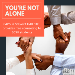 hlthpro's tweet photo. Anxiety and depression are the most reported mental health diagnoses among SCSU students. Remember you're not alone and we offer free counseling services on campus to students.
#MentalHealth #HealthyHuskiesSCSU https://t.co/cr3gejfFR1