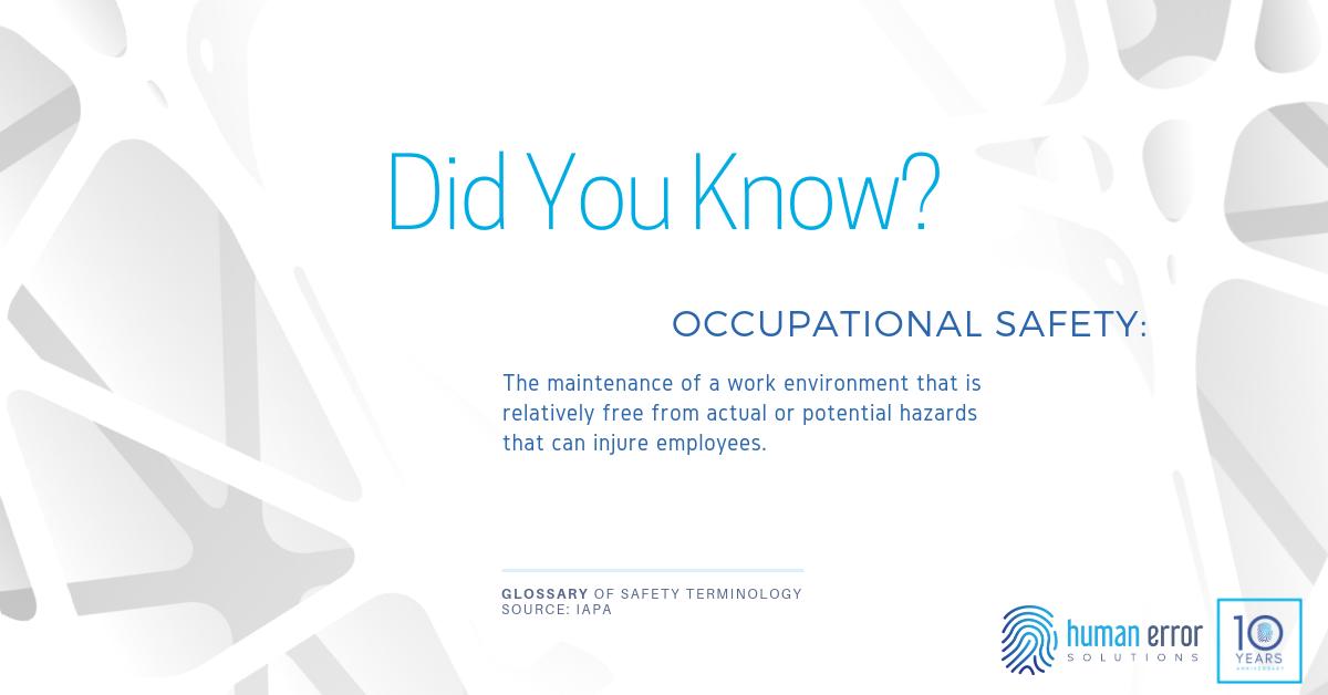 HumanErrorSol's tweet image. HUMAN ERROR 1️⃣0️⃣1️⃣
🤔 What does OCCUPATIONAL SAFETY refer to❔
#correctiveaction #humanerrorsolutions #humanerroreducation
buff.ly/2Huwuwf