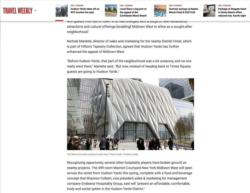 If you haven't heard, click on the link below for details about New York's newest destination. 

buff.ly/2VQ12Ud

A big thanks to our Director of Sales (@nikkijm121) for sharing some local knowledge with #travelweekly. 

#midtownwest #hudsonyards #distrikthotelnyc