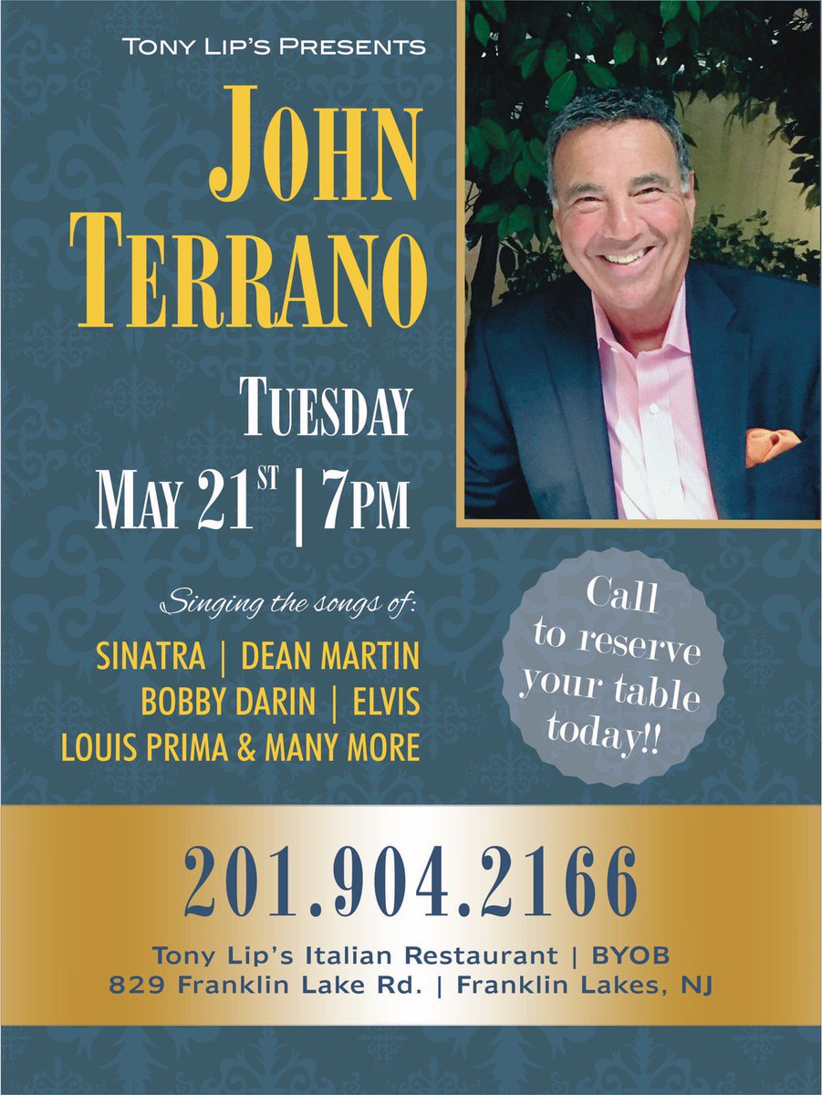TonyLipsRest's tweet image. Don't miss John Terrano live at Tony Lip's on 5/21! Reserve now! 201-904-2166 #GreenBook #greenbookmovie #greenbookfilm #franklinlakes #bergencounty #johnterrano #tonylips #pizza #wyckoff #passaiccounty