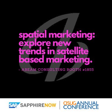 ABeamUSA's tweet photo. Learn from ABeam experts about how Spatial Marketing can help your company pinpoint the location of your most viable consumers
#ASUG2019 #SAPPHIRENOW #technology #spatialmarketing #tech #innovation #business #engineering #developer #SAP #conference #abeam #booth1855 https://t.co/DFGtONw1Wt