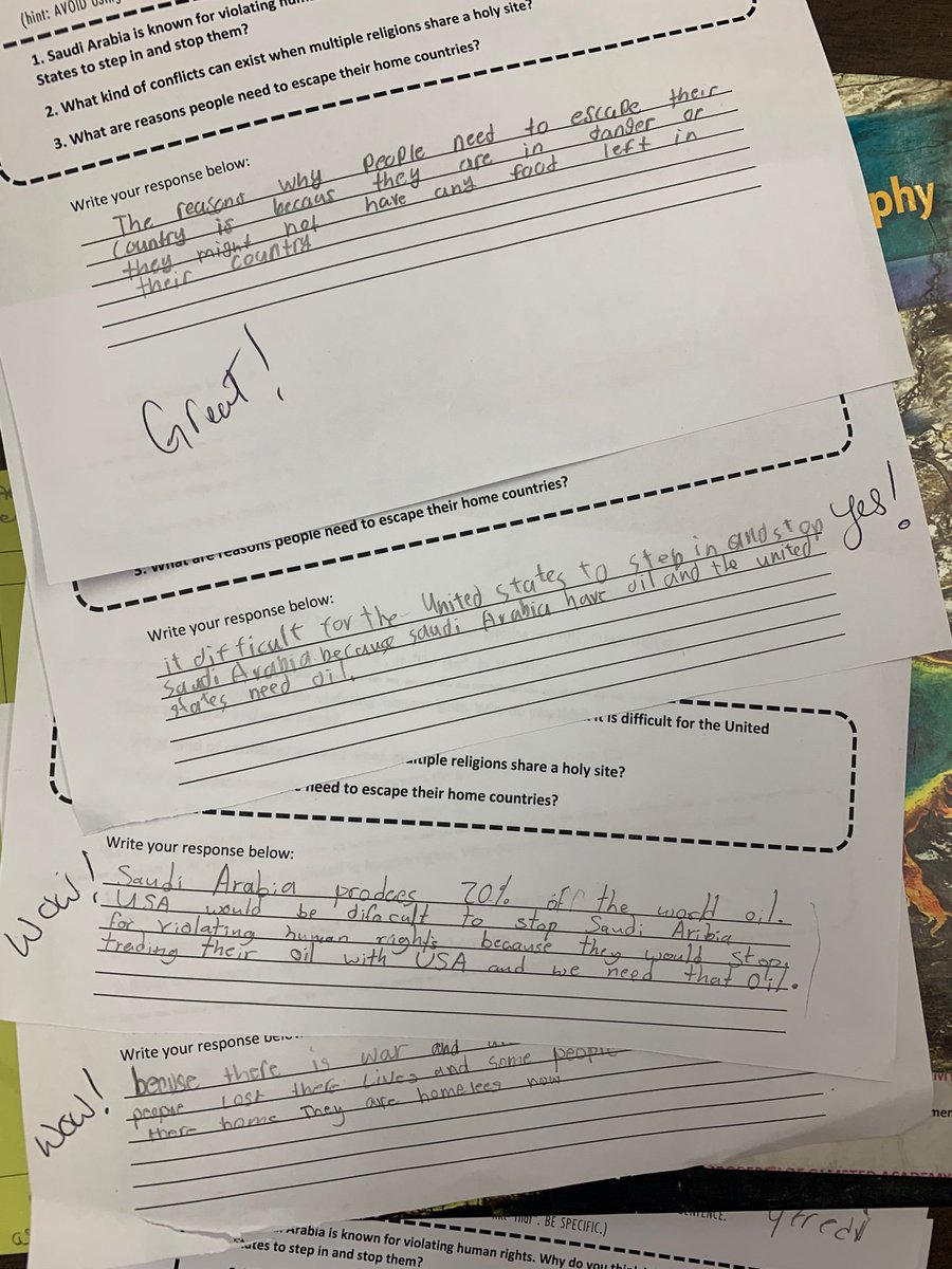 Davis6thMs's tweet photo. ELL students blew me away with their written response. Sometimes I forget that writing prompts are also a great way to asses knowledge. Multiple choice is easier but writing really can let some students SHINE. https://t.co/Yr2OK64Ack