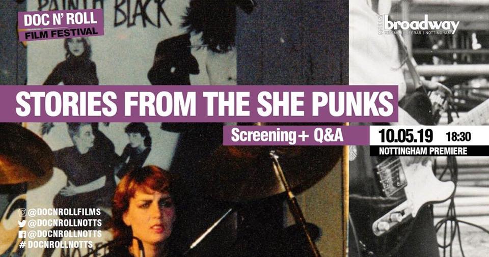 Very much looking forward to seeing STORIES FROM THE SHE PUNKS on Friday at @BroadwayCinema at 6.30 pm when @BrasnotBombs ' Caroline Kerr will hold a Q&A with director @ginabirch afterwards followed by the free SHE PUNK PARTY @BrewDogNotts at 8.15 pm bit.ly/2Jl8hgt #Gig