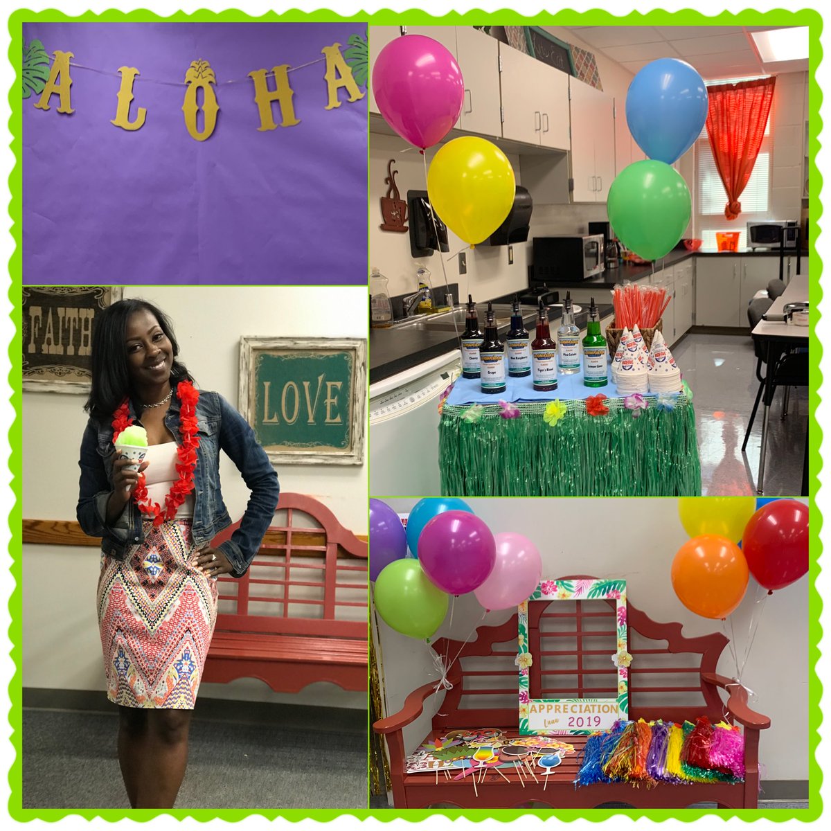 beeslov3hon3y's tweet photo. “You deserve to CHILL” 
Snow cones 🍧 and massages 💆🏾‍♀️ today for my ♥️Plummer♥️LOVES♥️
{if only I would’ve captured those faces while leaving the massage room 🤣} #hawaiithemeforeveryone #cardmyyardallweek #teacherappreciation2019 #PlummerStrong https://t.co/WHbS4ya5iU