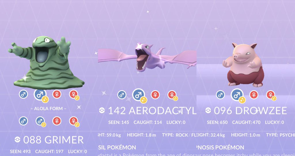 PoGoMaster12's tweet photo. Shiny ✅
Shiny ✅
Shiny ✅
—
I was ready to sell my soul for these shiny monsters. Feels good to have the registered finally! 🤩🤪👾✨ #shinygrimer #shinyaerodactyle #shinydrowzee #pokemongo #shinycheck #shinyhunter🤠 #spoof #gottacheckemall https://t.co/yQlpc2oXLs