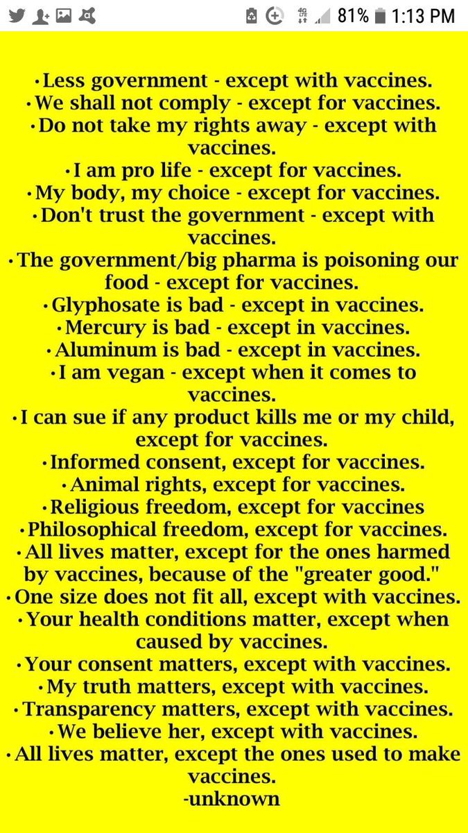 jmb063's tweet photo. @BrianSimsPA So choice in medical procedures... except for #Vaccine shots
#Hypocrite
#NotProChoice
#Epicfail
#PoliceState
#VaccineTyranny
#BoughtOff
#BigPharmaFraud
#CDCFraud
#VAERS
#NoLiability
#NotSafe https://t.co/8wwRf3nfvf