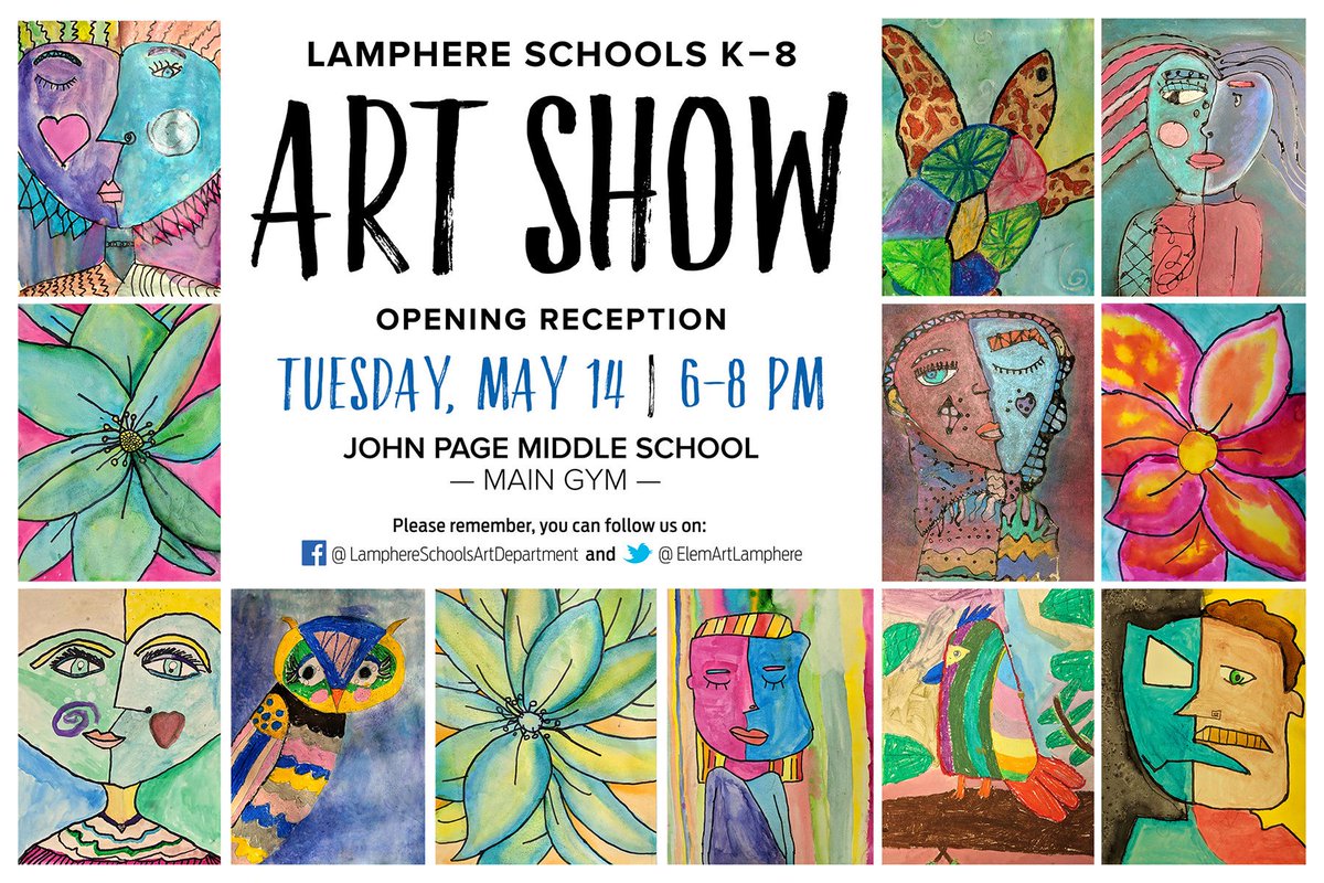 Only one more week! Can't wait to share the talents of my amazing artists with everyone Tuesday, May 14th! #wearelamphere <a href="/EdmonsonLions/">Edmonson Elementary | The Lamphere Schools</a> <a href="/roadrunnersrule/">Lessenger Elementary</a> <a href="/hillerwildcats/">Hiller Elementary | The Lamphere Schools</a> <a href="/SimondSuperstar/">Simonds Superstars |The Lamphere Schools</a>