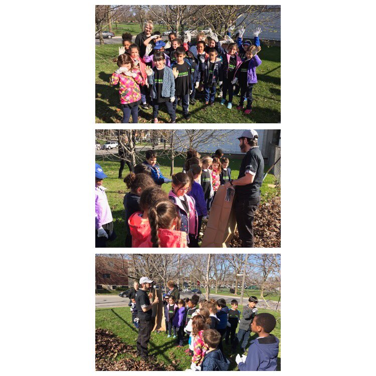 Class 1A gave a helping hand today by cleaning up the yard.  They did this with the help of Miss Sandra, Miss Anna, and Mr. Rocco. #keepourearthclean