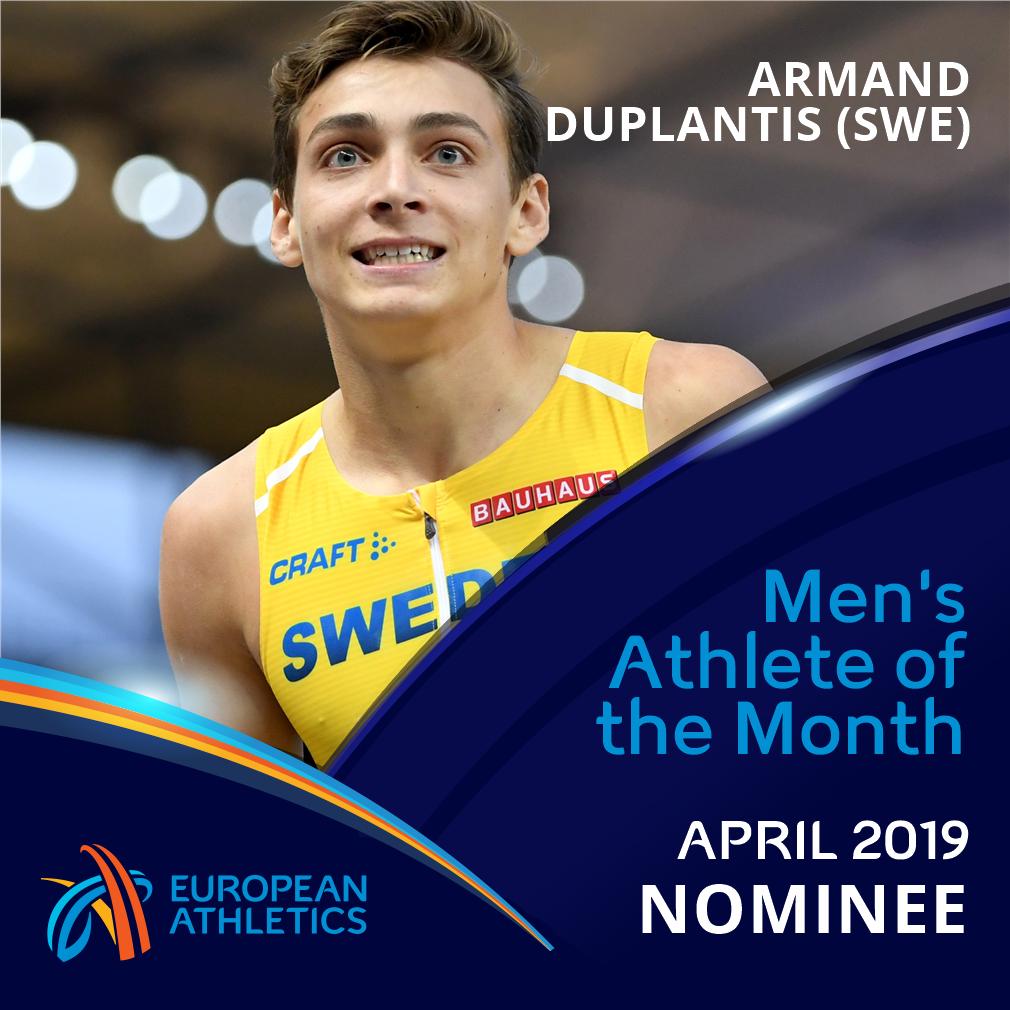 EuroAthletics's tweet image. RT to vote for Armand Duplantis!

Duplantis cleared a world-leading height of 5.94m in Baton Rouge before three attempts at 6.01m.

Voting closes at 12:00pm CET on Friday 10 May.