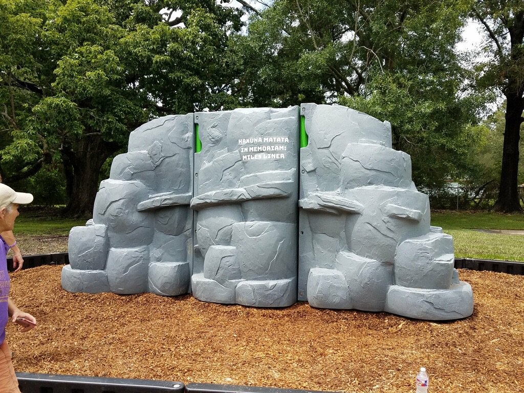 MilesLiner6's tweet photo. The playground in complete @ Brownsfield Elmentary. The project that Miles worked on while at #LSU will now forever be a rememberance of him. PrideRock is his mark. Thank you #LSUcommunityplaygroundproject for seeing this thru.#ForeverMiles #HakunaMatata https://t.co/lXy70uQacH https://t.co/43fqMwSskY