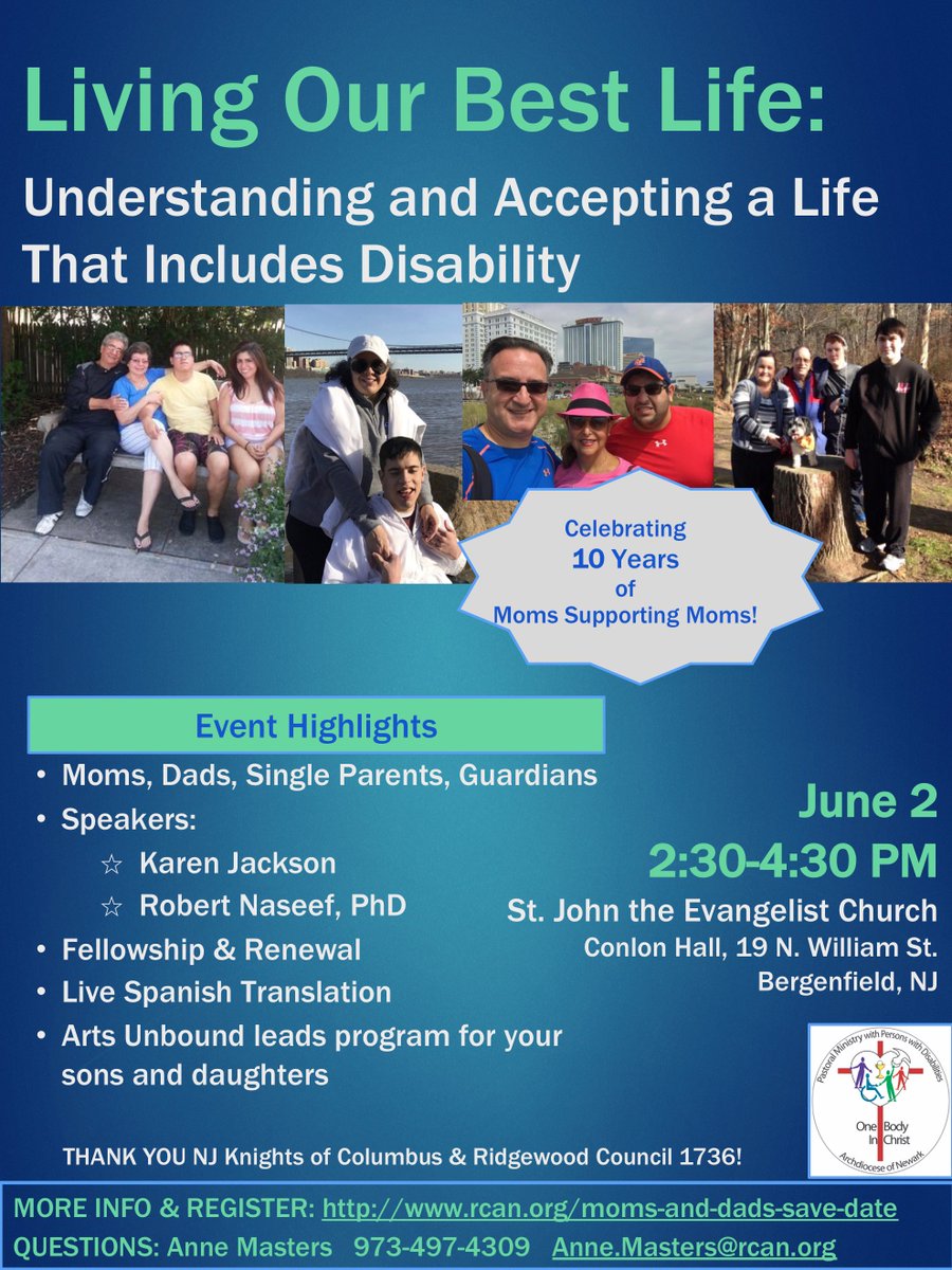NwkArchdiocese's tweet photo. Don't miss this celebration and opportunity for fellowship with other parents of individuals with disabilities exploring ways to develop resiliency, and balance for yourself and your families! Art program for your sons and daughters led by Arts Unbound! Live Spanish translation! https://t.co/wqoHvvkmiC