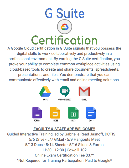 TransyDLA's tweet photo. Join us Tuesday for two great sessions! 
GSuite Certification Training 2/6 (Gmail) and DLA Think Tank - May Term. https://t.co/HuwpNMPG8P