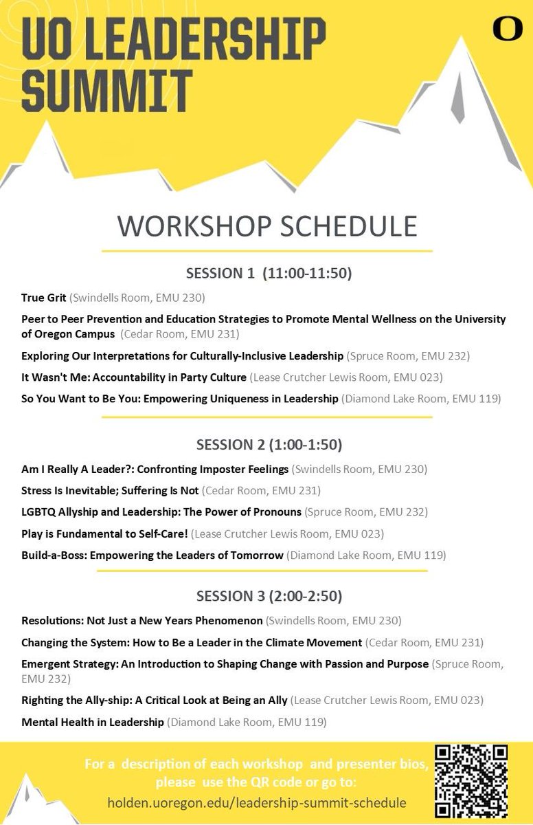 Check out the workshops being held at our first ever Leadership Summit! 

Registration is open until Friday, May 10th. Register at: buff.ly/2XLePc9