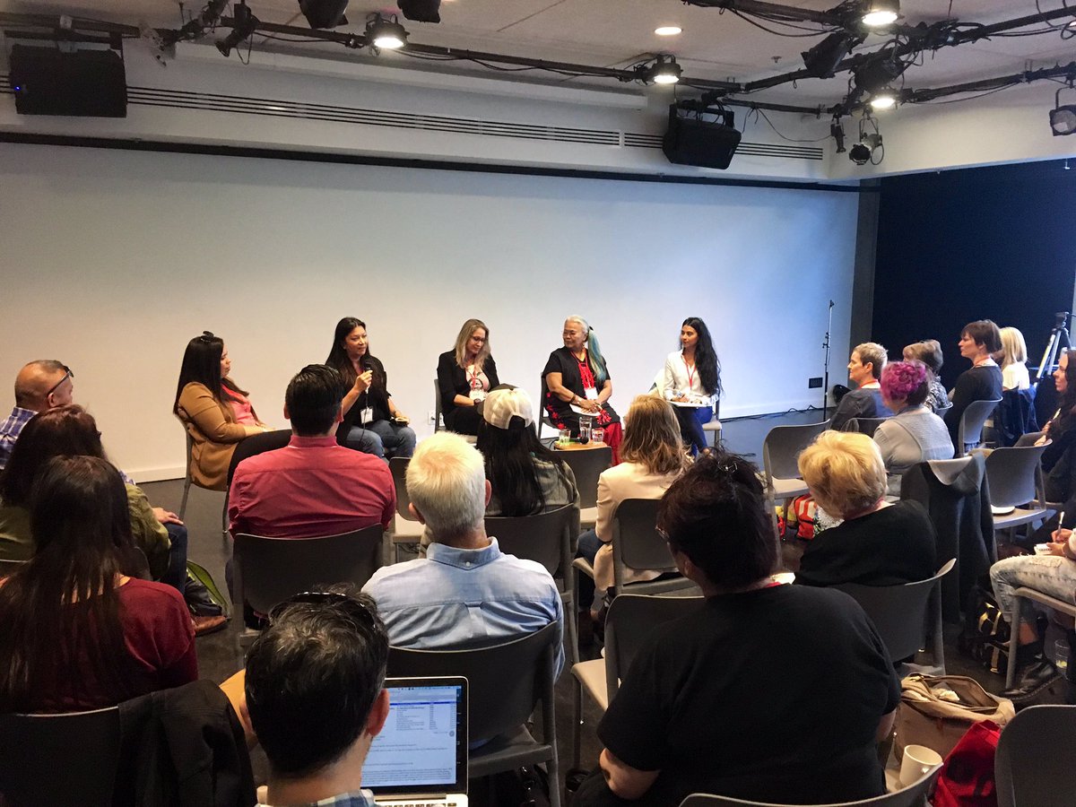 Fantastic panel Focus On: Indigenous Women in Documentary with Dr. Dorothy Christian, Marie Clements, @jakoostachin and @TheHaidaGirl. Moderated by Sonia Medel from @VLAFF. Immense thank you to all for sharing your work and process! doxafestival.ca/film/focus-ind… #DOXA2019