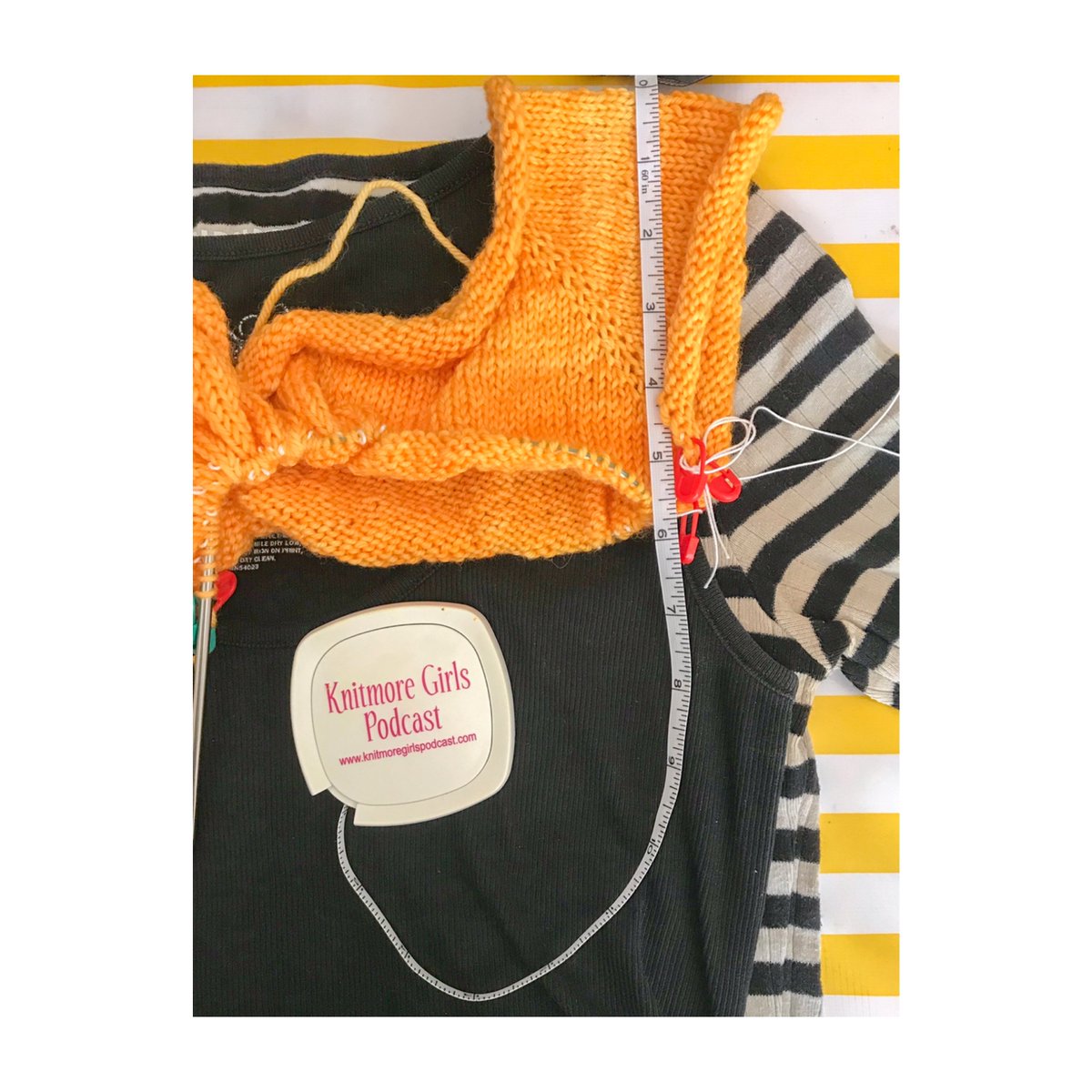 knitmoregirls's tweet photo. This is me using two of my commercial shirts to get ideal armhole depth. (I’m about 2 inches short.) #projectsweaterchest #chooseyourownadventureKAL #whenknittingattacks https://t.co/OQgmRd3EaP