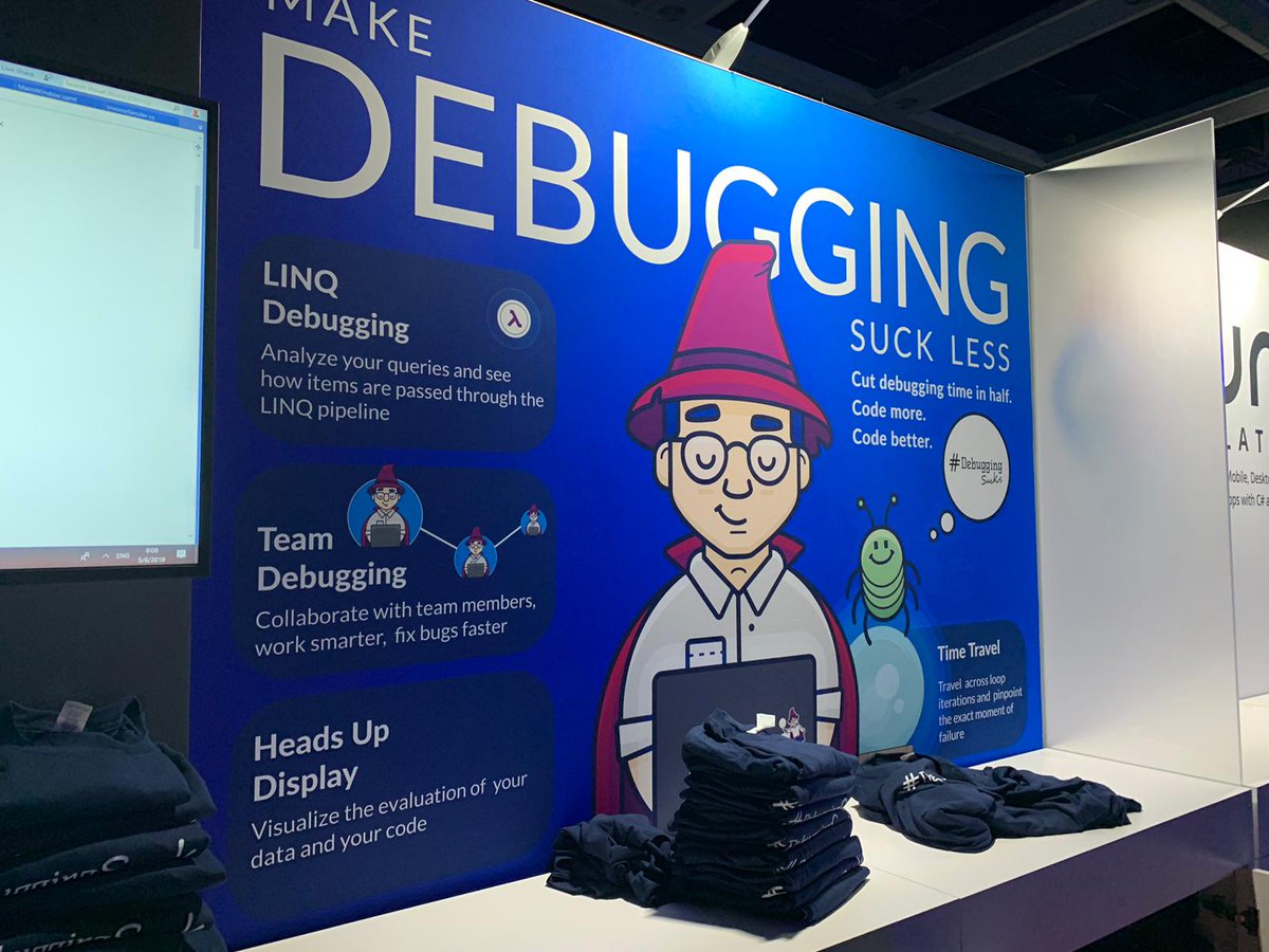 oz_code's tweet image. Hey #build2019 attendees! Wear The #DebuggingSucks cool T-shirt on Wednesday for the chance to win a Surface Pro | Bose Headphones | Amazon Echo. Pick up your T-shirt at the #OzCode booth (208). #msbuild
